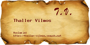Thaller Vilmos névjegykártya